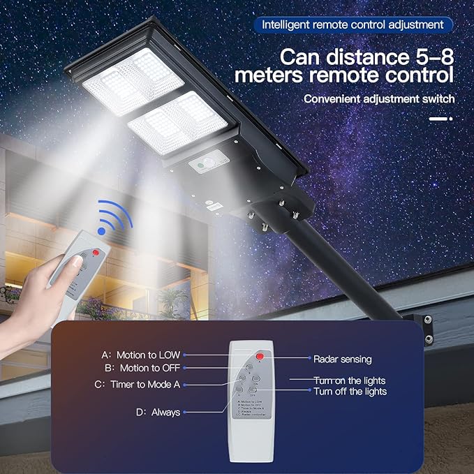 300W Solar Street Lights Outdoor Waterproof,30000 lumens, Dusk to Dawn Solar with Motion Sensor and Remote Control, LED Flood Light, Suitable for courtyards, Gardens, Streets, Basketball Courts