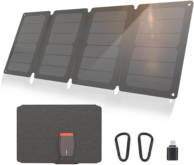 40W Foldable Solar Panel with USB QC 3.0, 12-15V DC Output